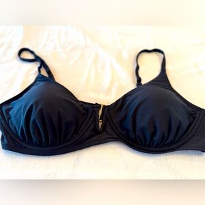 Anne Cole Black Underwire Bikini Top with Gold Accent